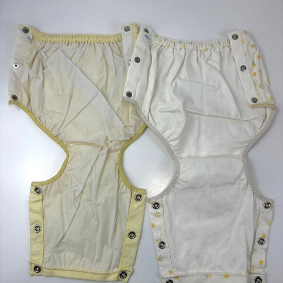Carters Vintage Reusable Baby Diaper Covers Yellow Floral Lined Snaps - Picture 3 of 5